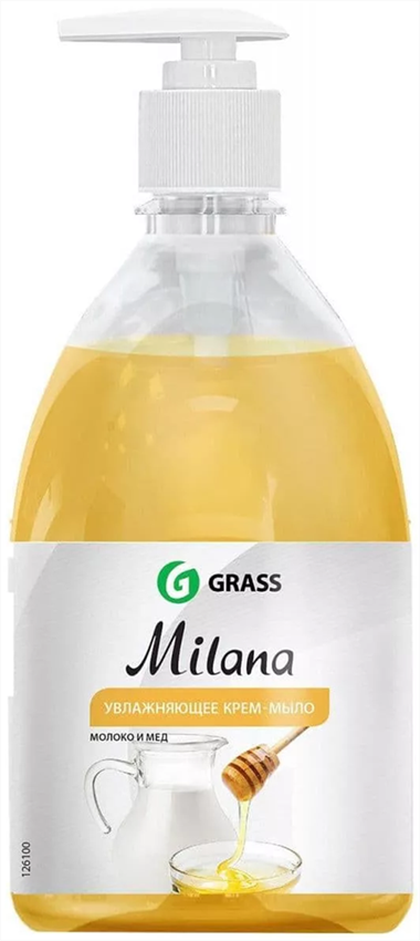 Жидкое крем-мыло GraSS молоко и мед с дозатором 1л 126101 - фото 15256