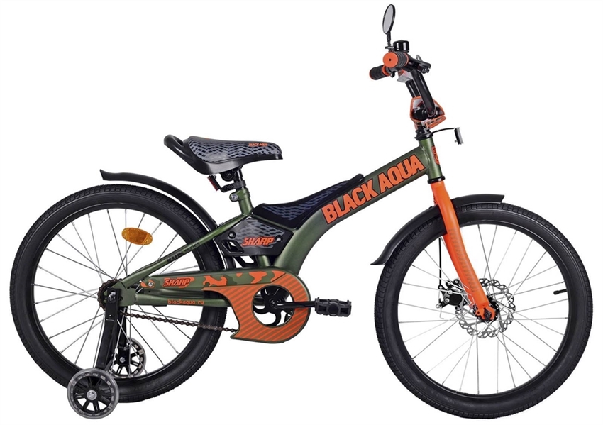 Велосипед BLACK AQUA Sharp 12  хаки-оранжевый KG1210 - фото 77870