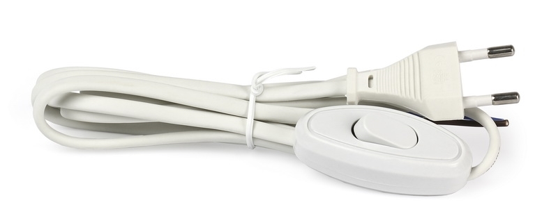 Шнур Smartbuy с плоской вилкой и проходным выключателем белый (SBE-06-P05-w) - фото 78921