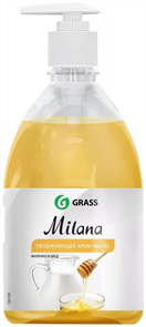 Жидкое крем-мыло GraSS молоко и мед с дозатором 1л 126101