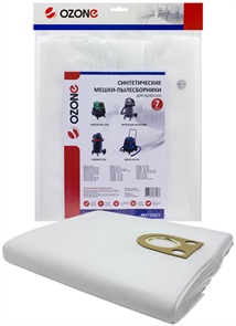 Мешки для пылесоса OZONE MXT-318/7 7шт. синтетика для мокрой пыли Интерскол, METABO, HITACHI