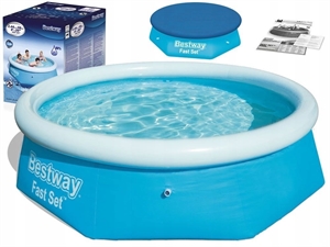 Бассейн надувной круглый BESTWAY Fast Set с надувным бортом 244x66 см 57268 - фото 26546