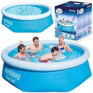 Бассейн надувной круглый BESTWAY Fast Set с надувным бортом 244x66 см 57268 - фото 26547