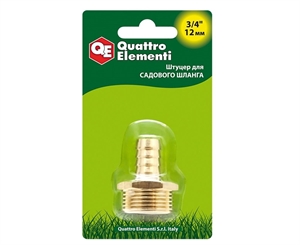 Штуцер для шланга QUATTRO ELEMENTI 771-824 латунь 1/2"-12мм - фото 41650