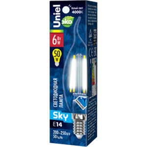 Лампа светодиодная Uniel LED-CW35-6W/NW/E14/CL PLS02WH - фото 60753 Лампа светодиодная Uniel LED-CW35-6W/NW/E14/CL PLS02WH - фото 60753