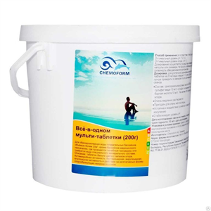 Дезинфицирующее средство для бассейнов Chemoform Всё-в-одном 200гр. Германия - фото 65181