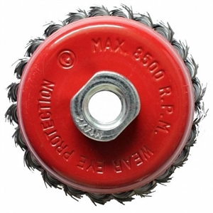 Щетка для УШМ d-75мм М14 "чашка" крученая мет.проволока DERZHI 874624 - фото 70907