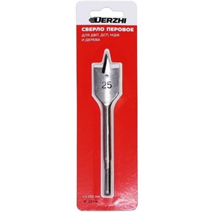 Сверло по дереву перовое DERZHI 25х152мм 8305-012 - фото 71547