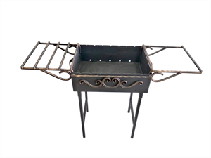 Мангал сталь 3 мм с узором со столиками 800x400 - фото 72824