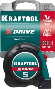 Рулетка KRAFTOOL X-Drive 5м*25мм с ударостойким обрезиненым корпусом 34122-05-25_z02 - фото 78377